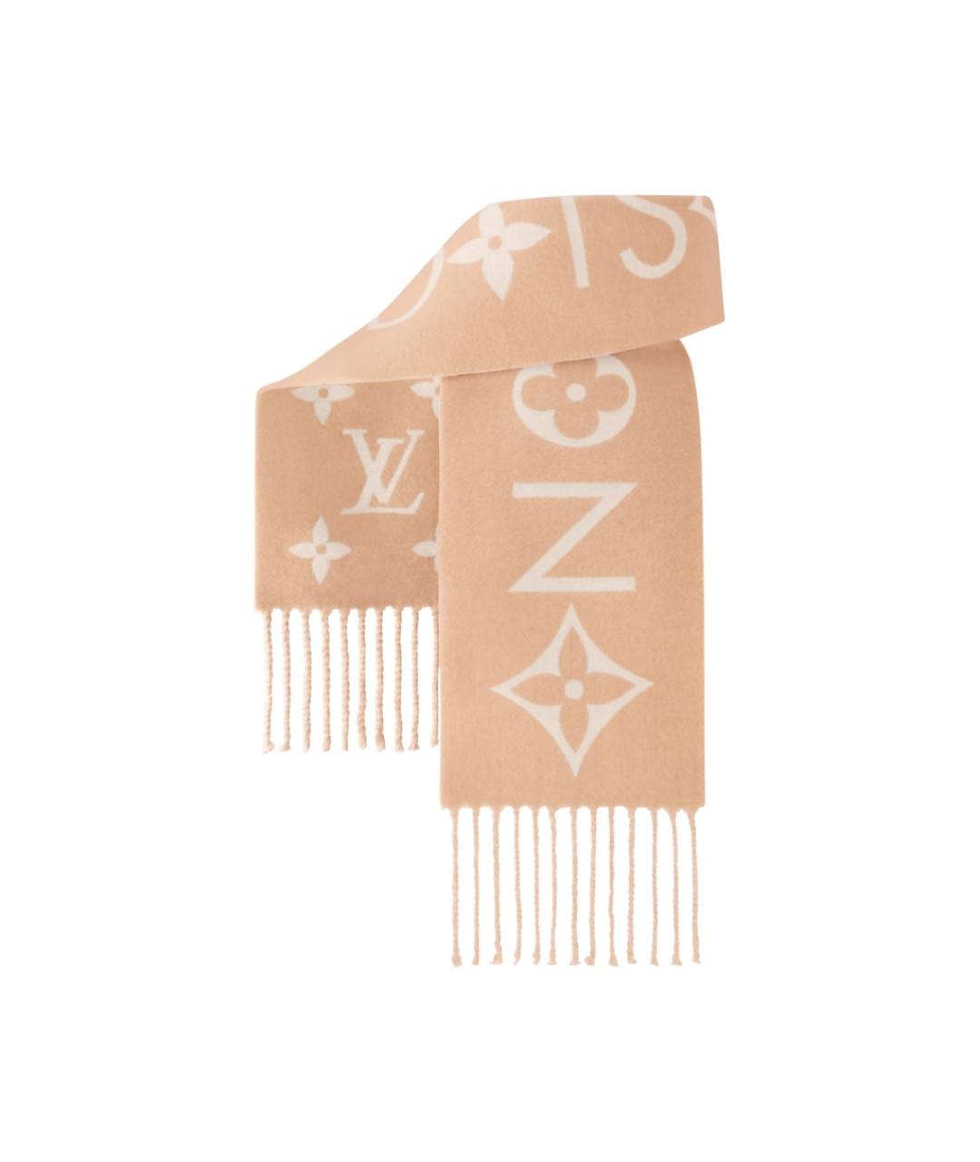 LOUIS VUITTON Бежевый кашемировый шарф, фото 3