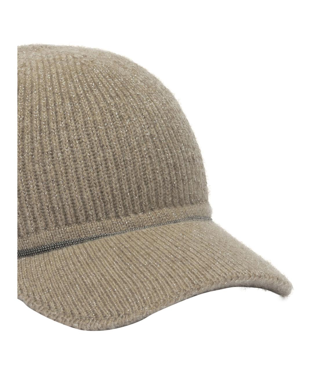 BRUNELLO CUCINELLI Бежевая кашемировая кепка, фото 2