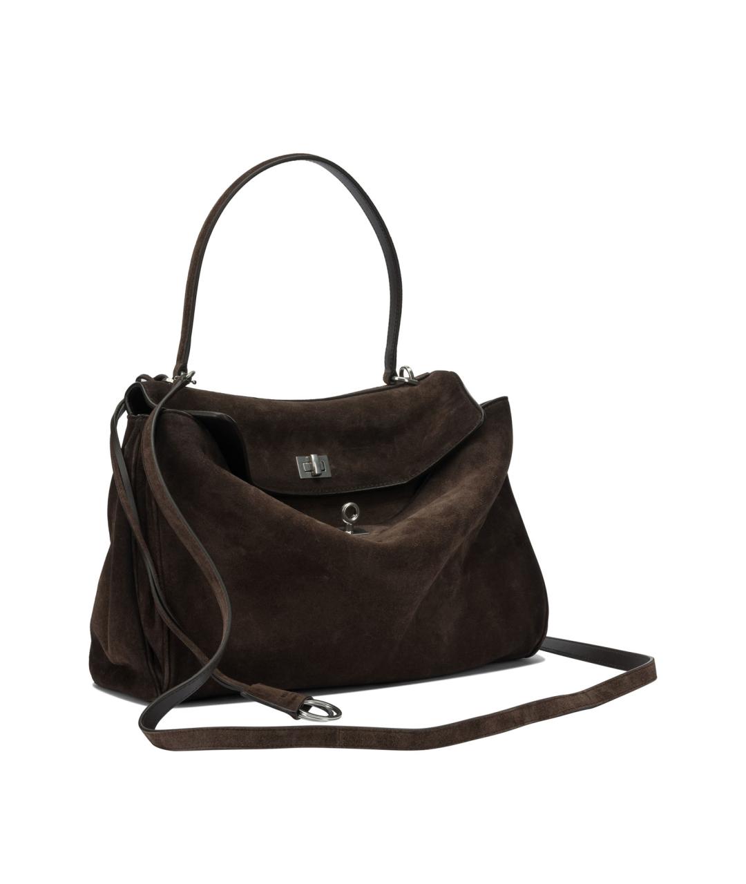 BALENCIAGA Коричневая замшевая сумка через плечо, фото 2