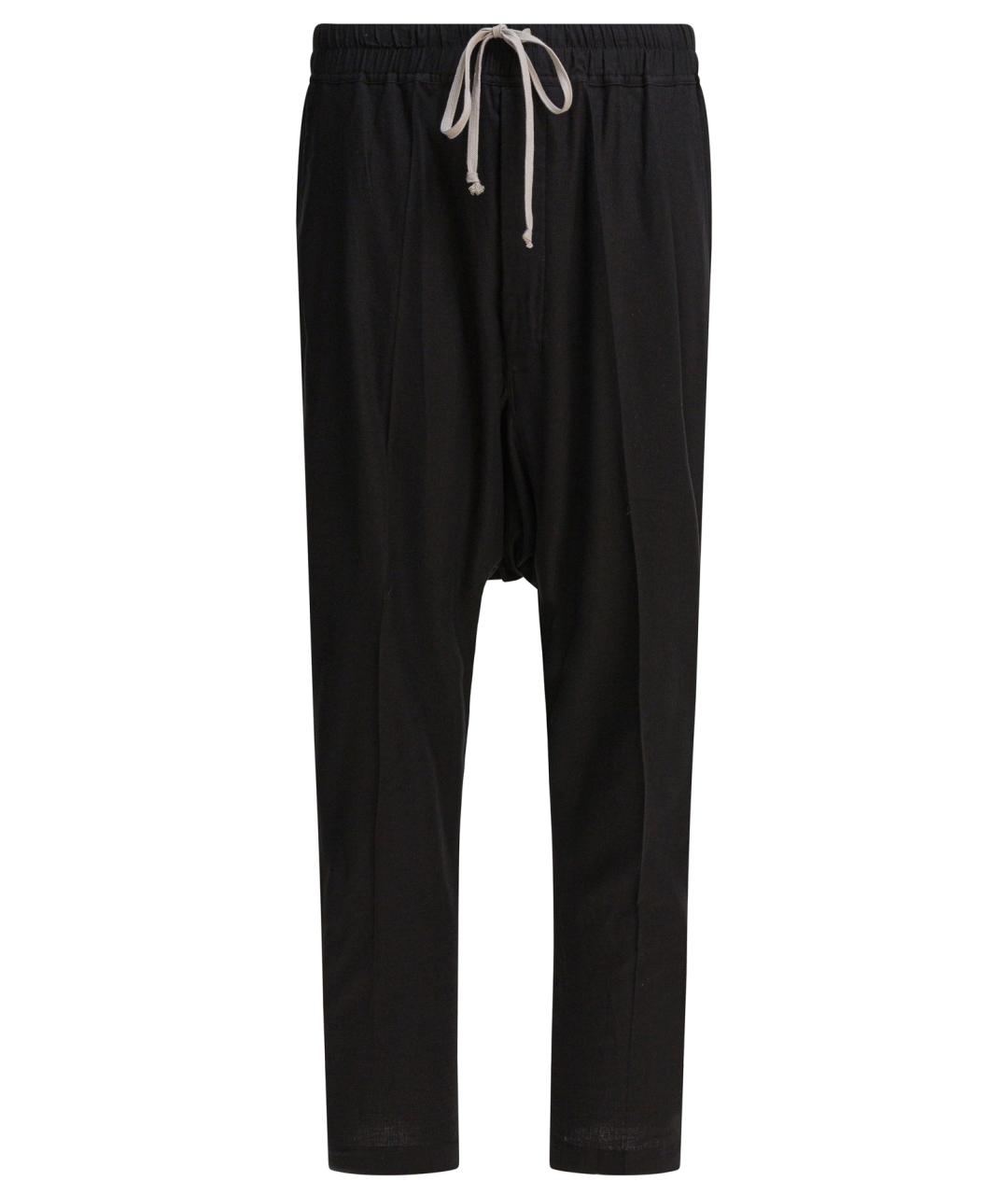 RICK OWENS Черные хлопковые повседневные брюки, фото 1