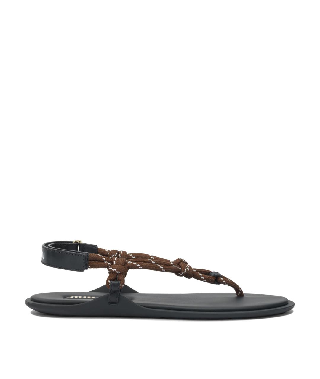 MIU MIU Черные кожаные сандалии, фото 1