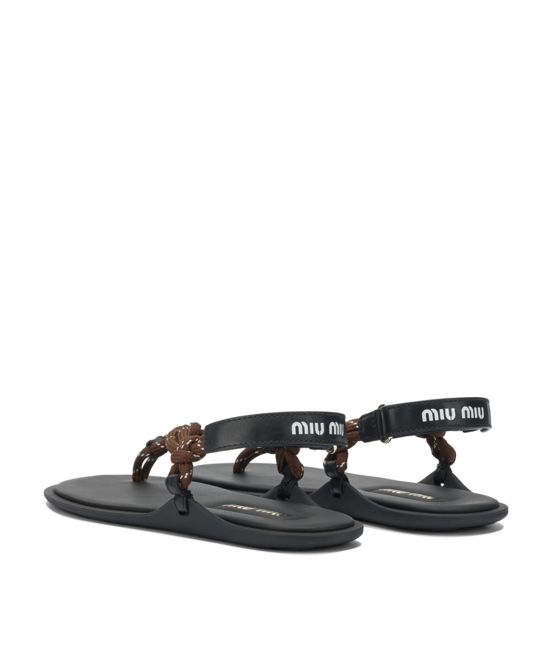 MIU MIU Черные кожаные сандалии, фото 4