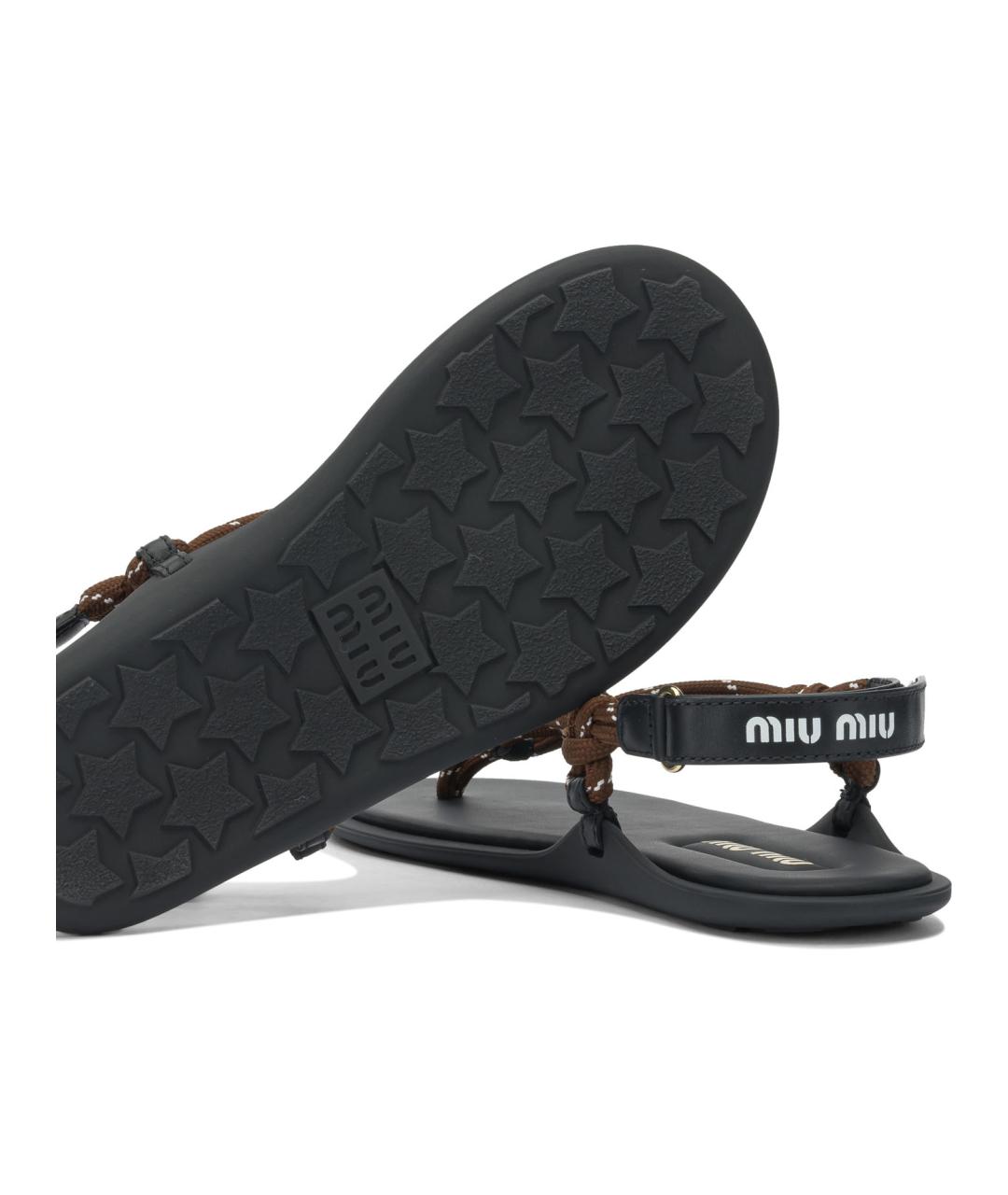 MIU MIU Черные кожаные сандалии, фото 5
