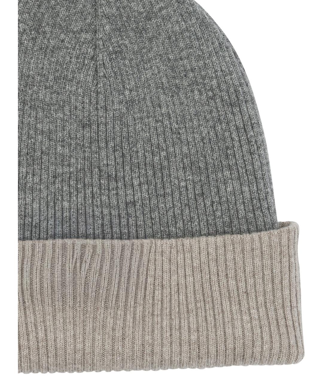 BRUNELLO CUCINELLI Серая кашемировая шапка, фото 3