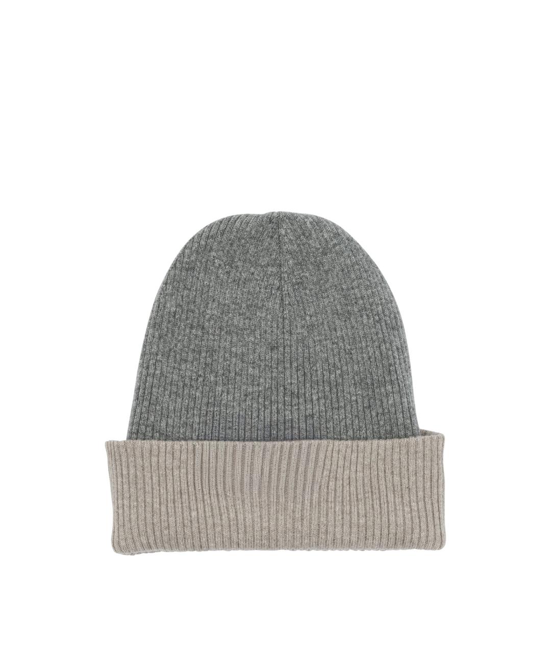 BRUNELLO CUCINELLI Серая кашемировая шапка, фото 2