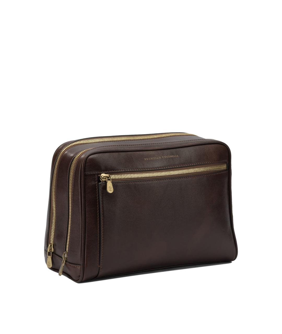 BRUNELLO CUCINELLI Бордовая кожаная барсетка, фото 2