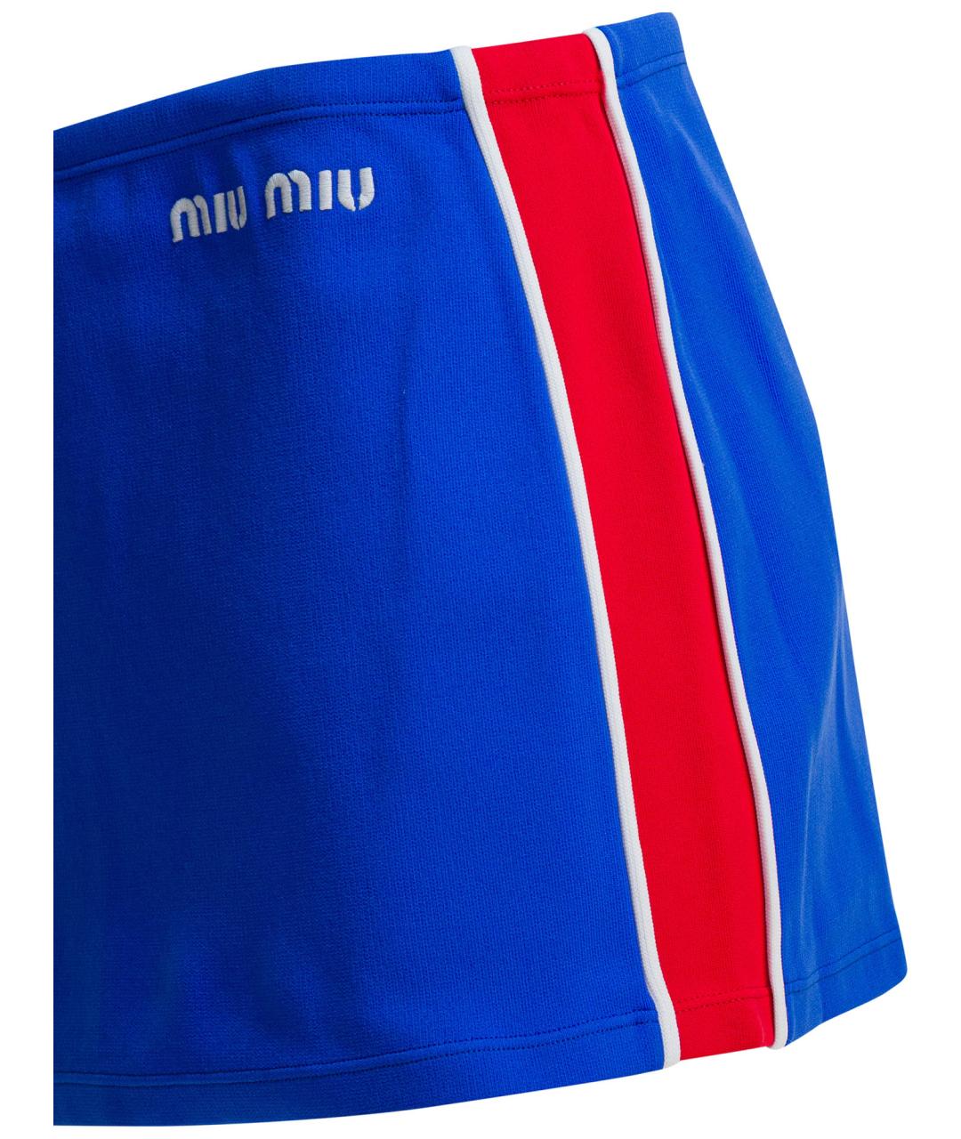 MIU MIU Синяя полиамидовая юбка мини, фото 3