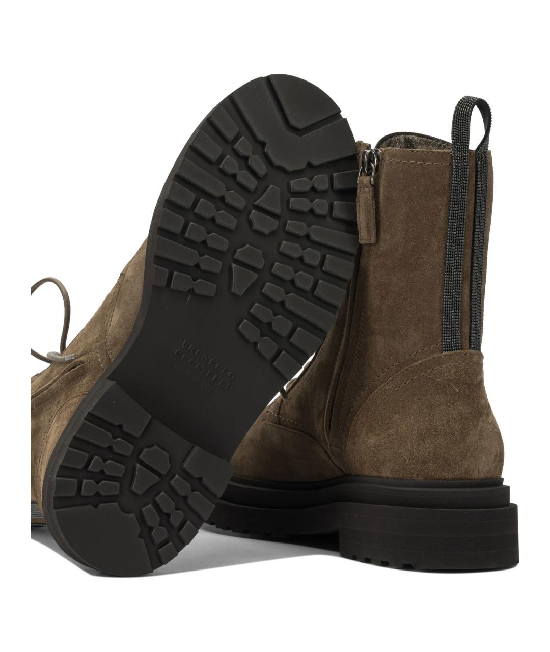 BRUNELLO CUCINELLI Коричневые замшевые ботинки, фото 5