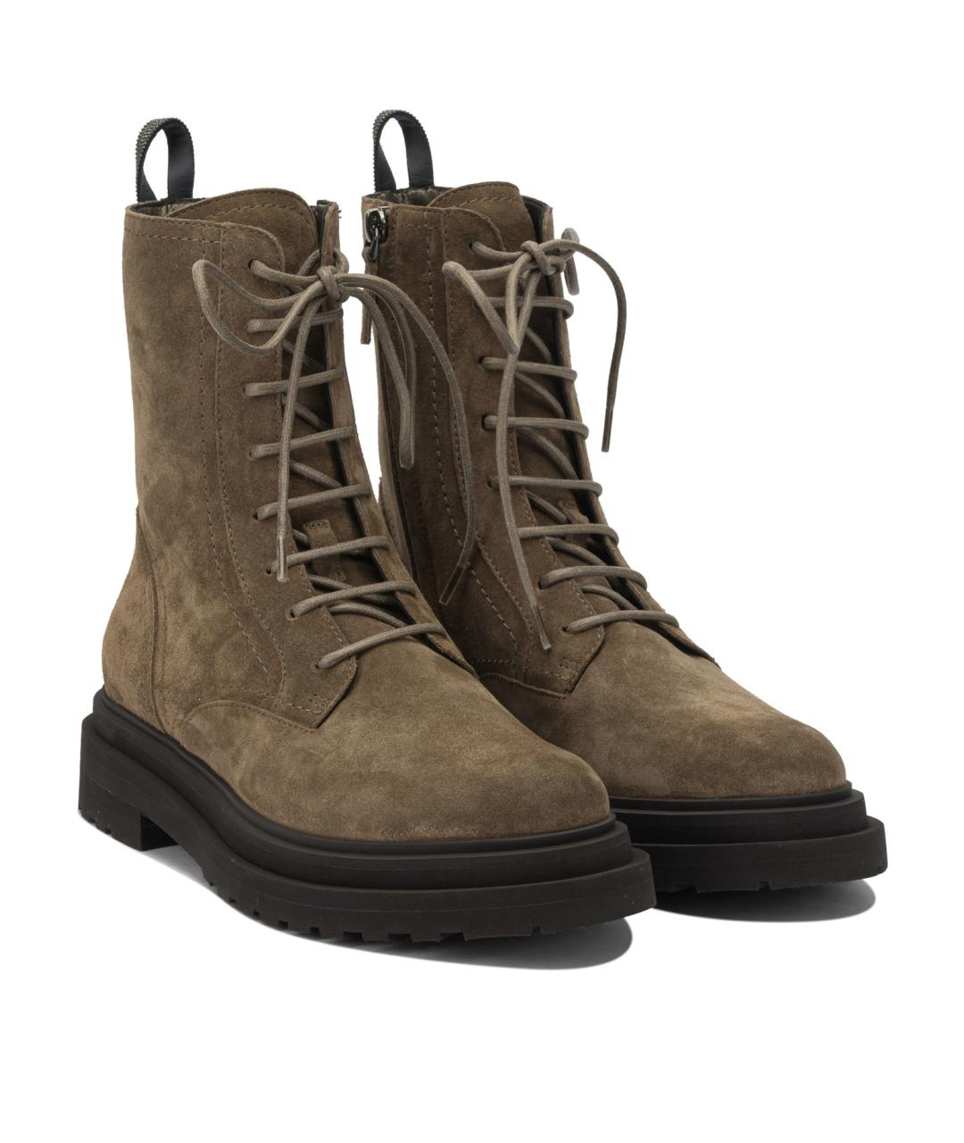 BRUNELLO CUCINELLI Коричневые замшевые ботинки, фото 2