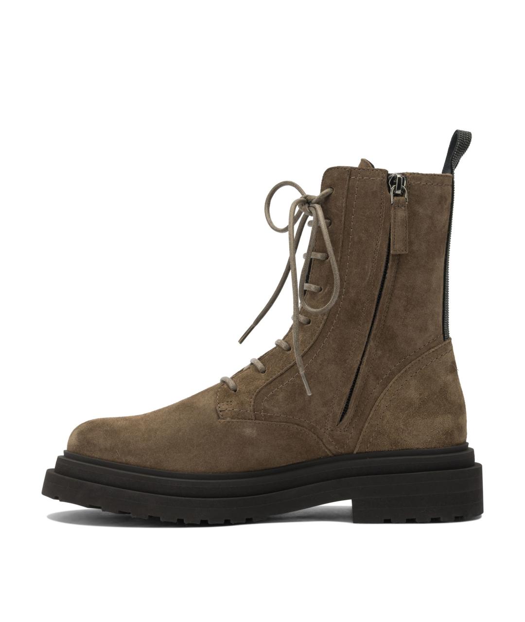 BRUNELLO CUCINELLI Коричневые замшевые ботинки, фото 3