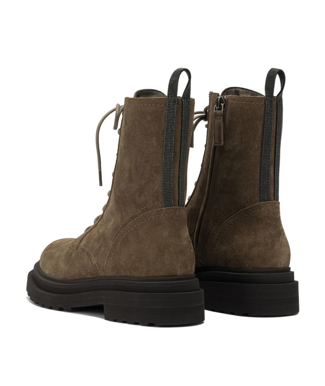BRUNELLO CUCINELLI Коричневые замшевые ботинки, фото 4