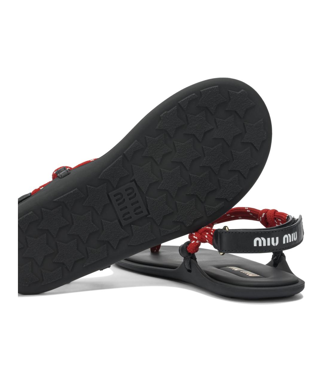 MIU MIU Черные кожаные сандалии, фото 5