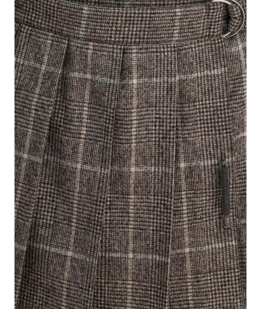 BRUNELLO CUCINELLI Коричневая шерстяная юбка мини, фото 3