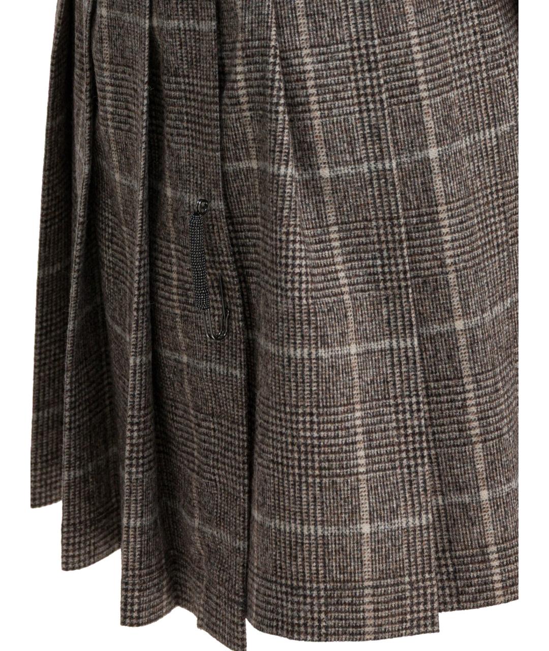 BRUNELLO CUCINELLI Коричневая шерстяная юбка мини, фото 4