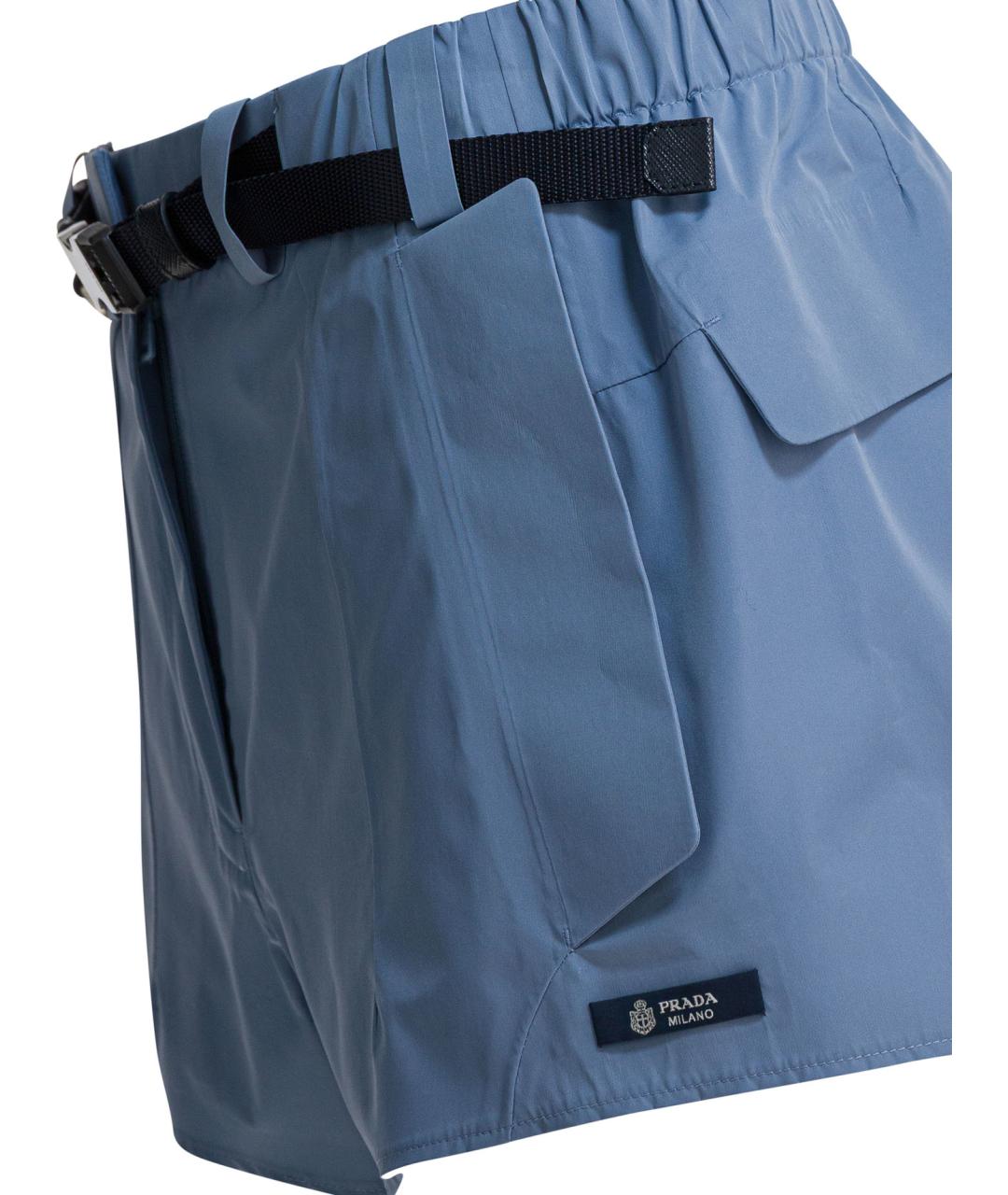 PRADA Голубые полиамидовые шорты, фото 4