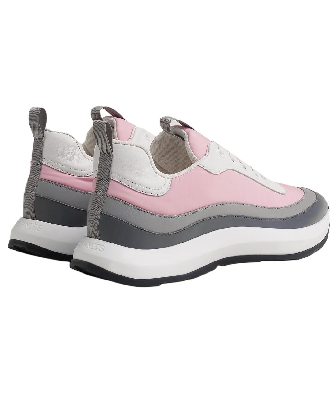 HERMES Розовые кожаные низкие кроссовки / кеды, фото 3