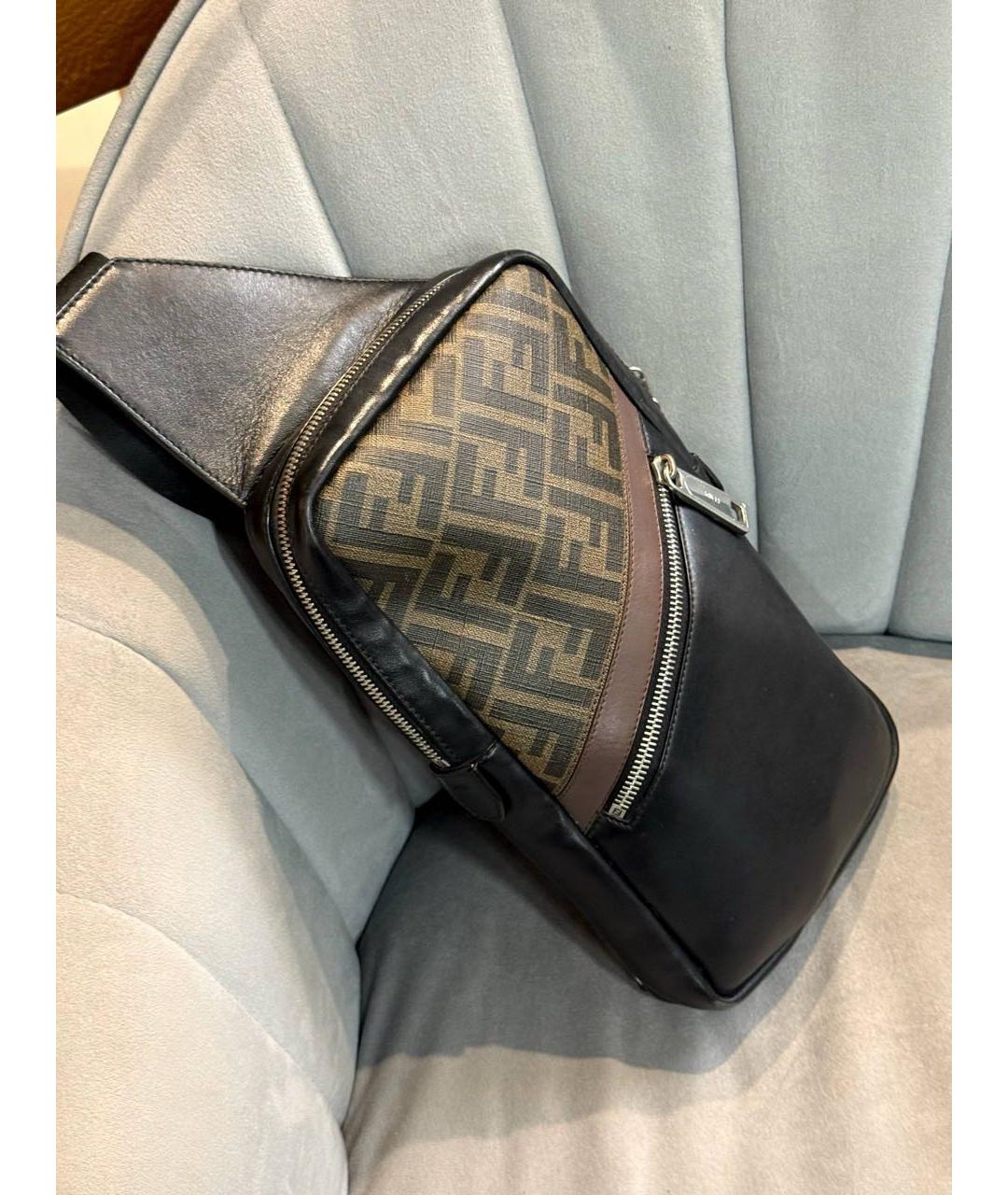 FENDI Коричневая кожаная сумка на плечо, фото 3