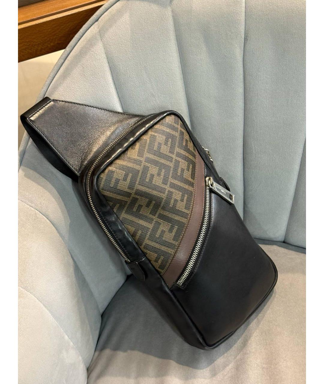 FENDI Коричневая кожаная сумка на плечо, фото 4