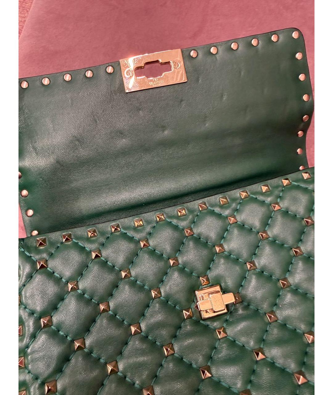 VALENTINO Зеленая кожаная сумка через плечо, фото 4