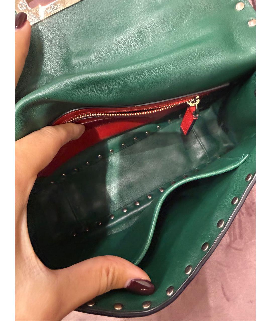 VALENTINO Зеленая кожаная сумка через плечо, фото 5
