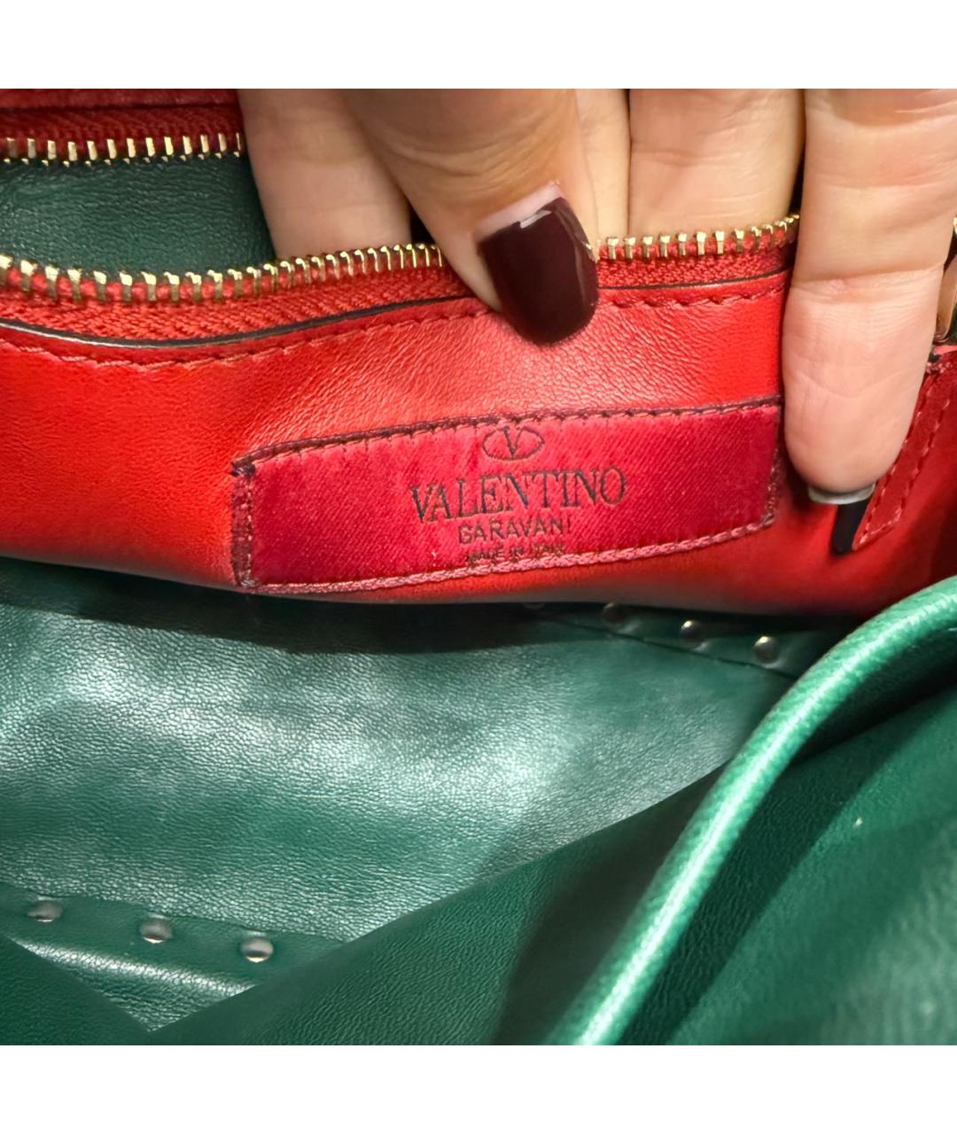VALENTINO Зеленая кожаная сумка через плечо, фото 8