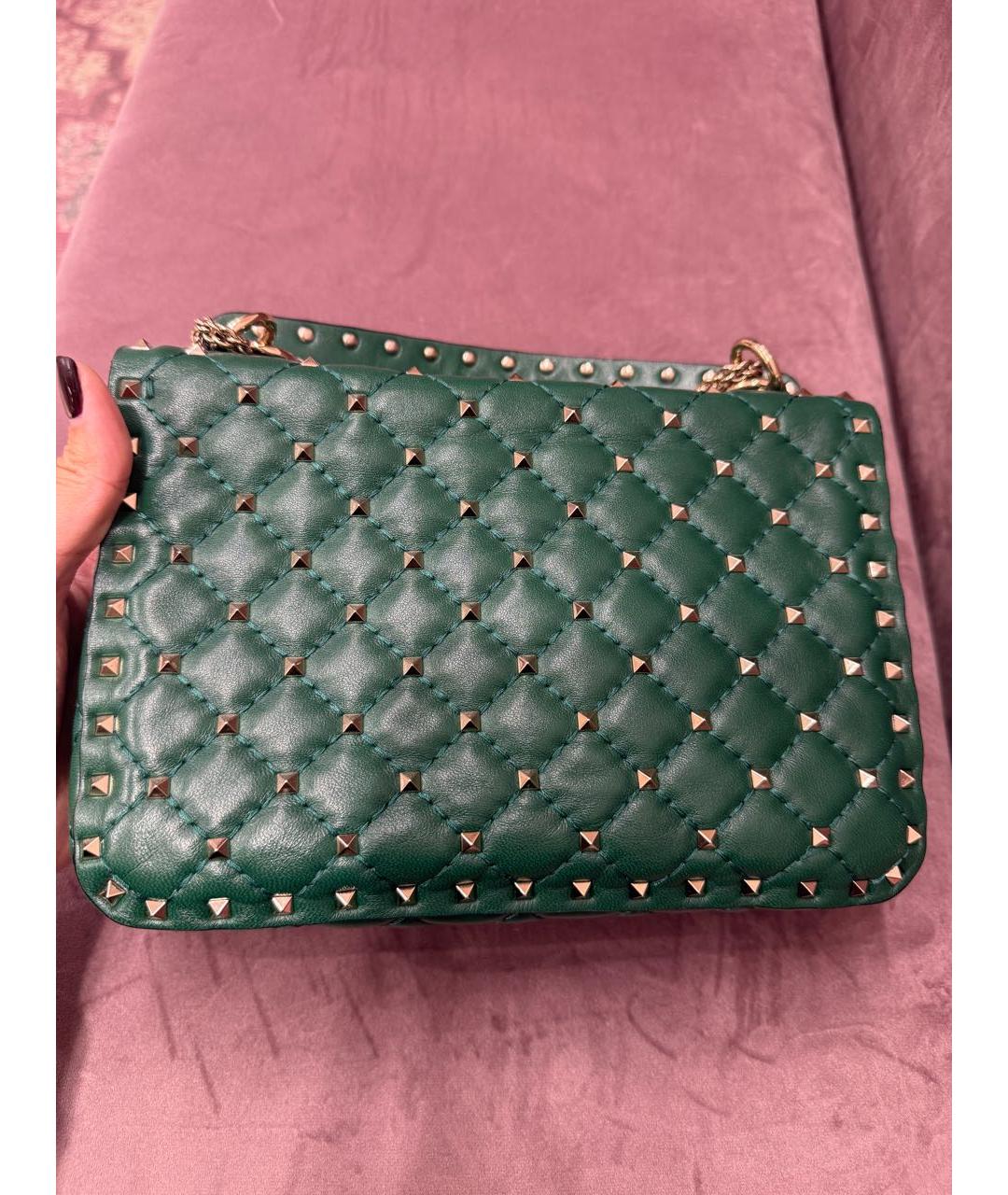 VALENTINO Зеленая кожаная сумка через плечо, фото 2