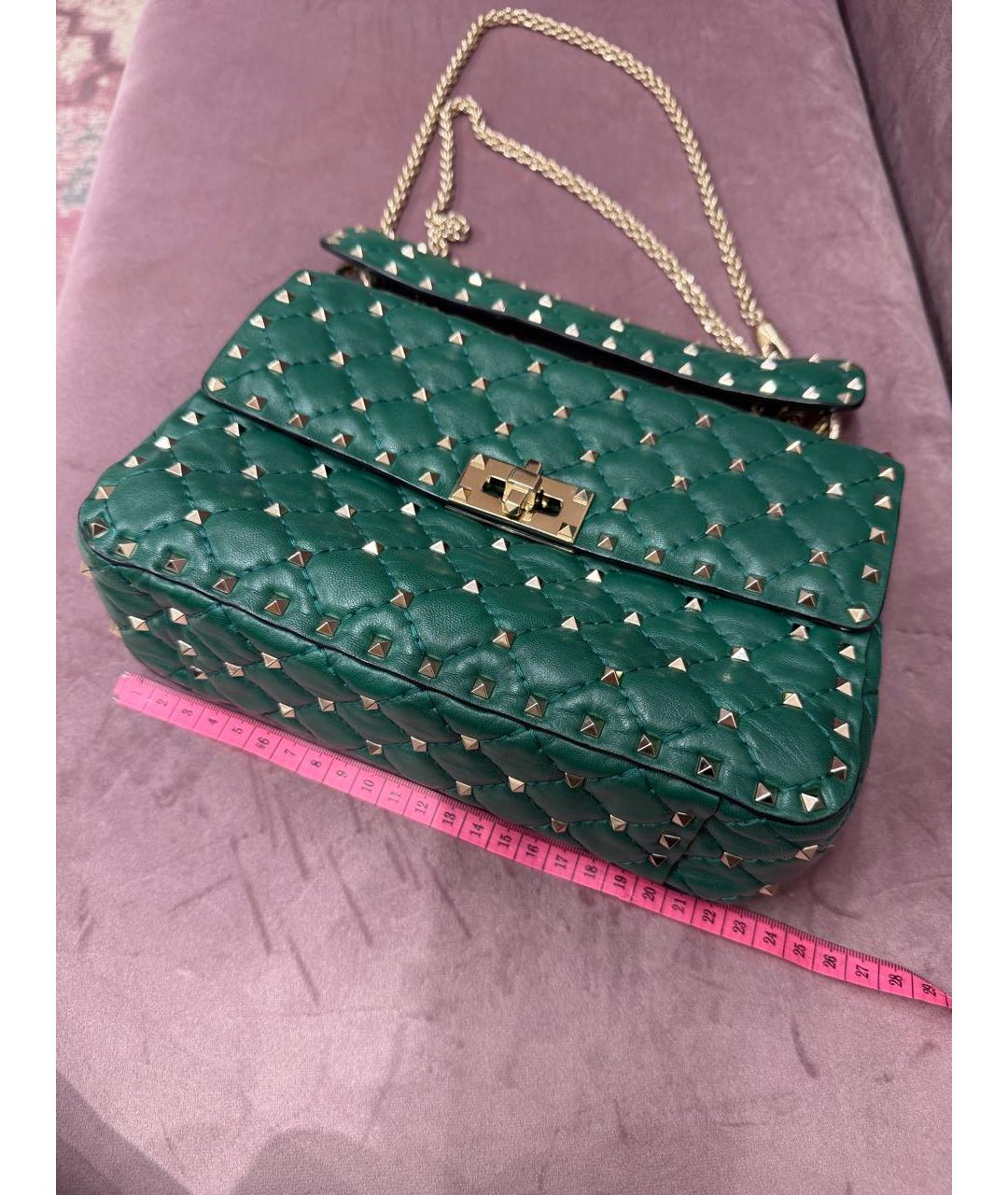 VALENTINO Зеленая кожаная сумка через плечо, фото 7