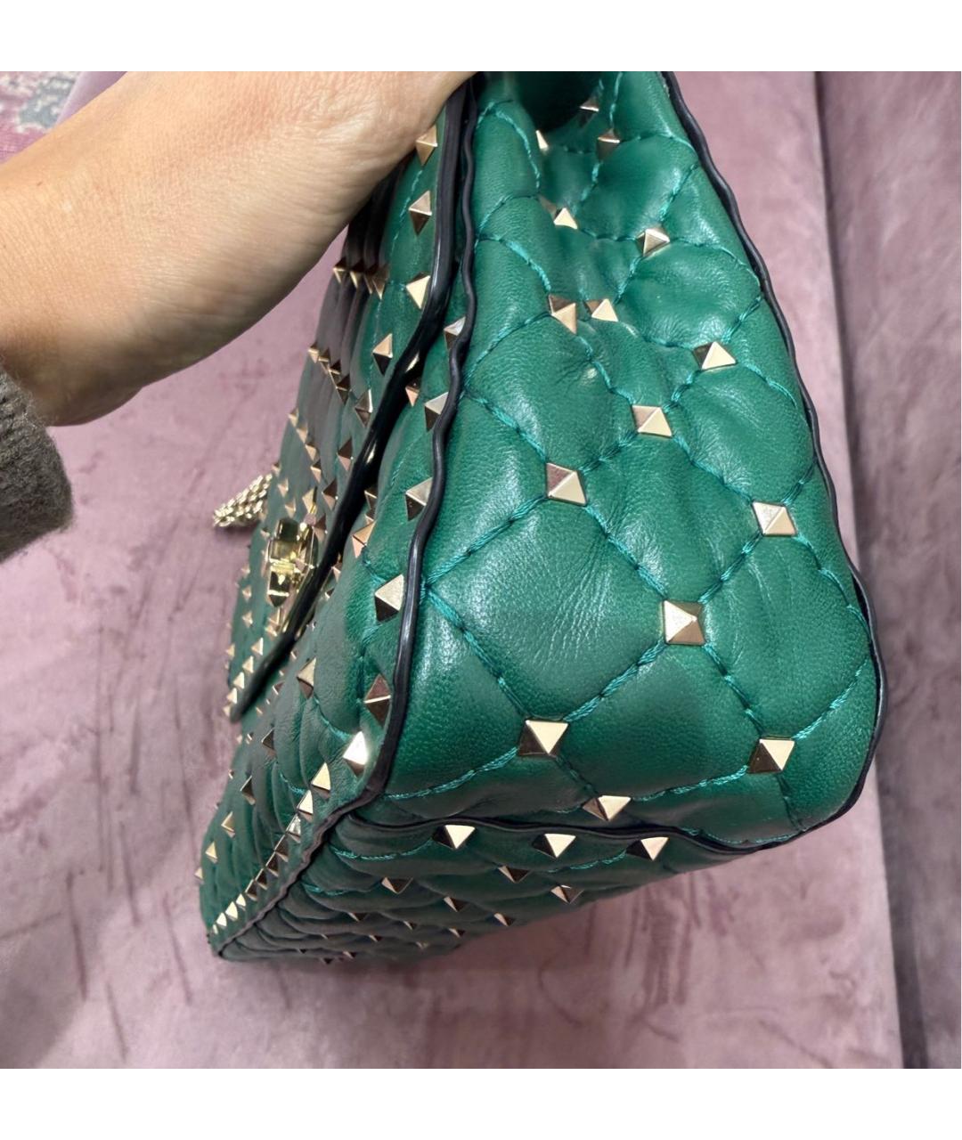 VALENTINO Зеленая кожаная сумка через плечо, фото 3