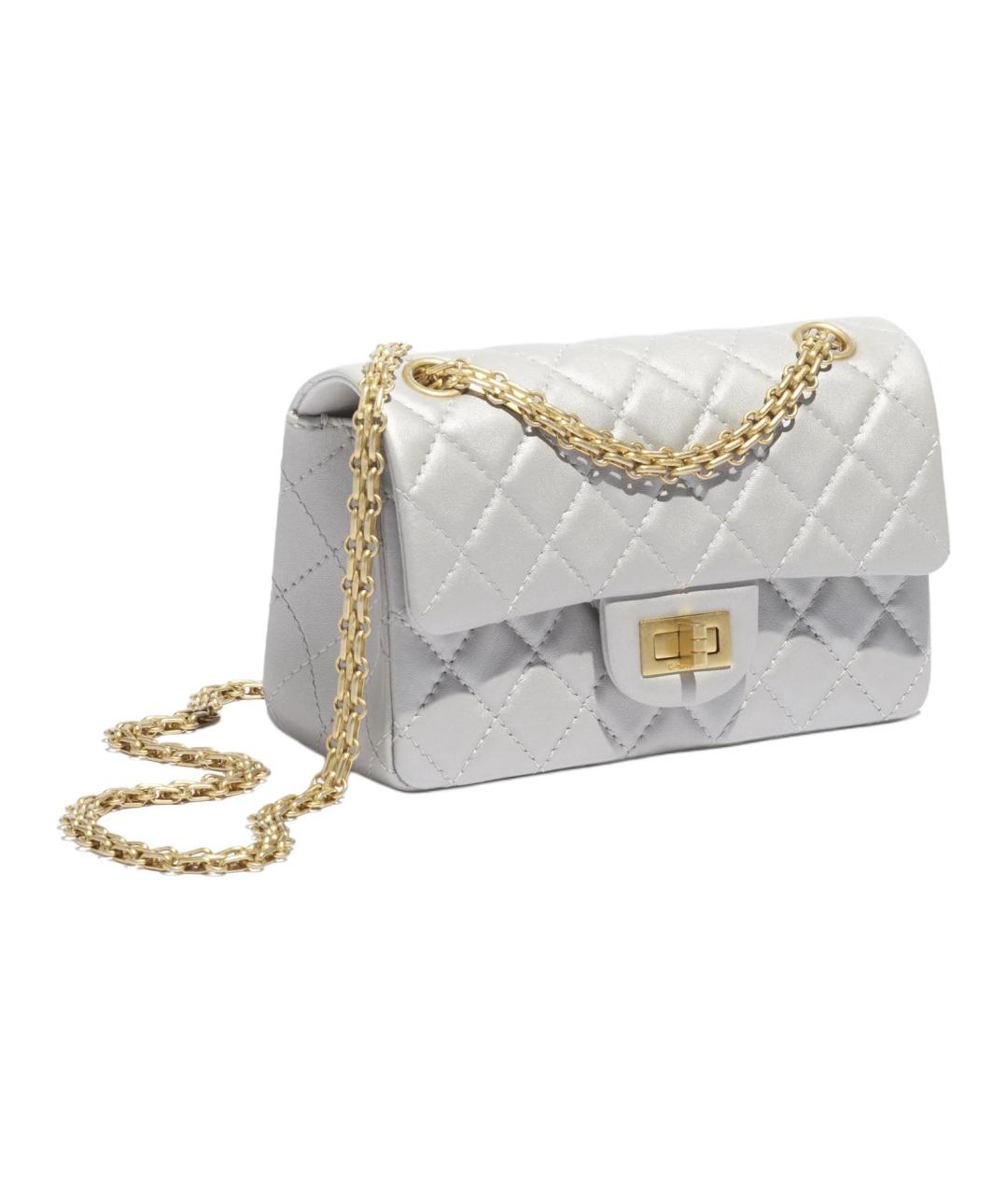 CHANEL Серебряная кожаная сумка через плечо, фото 2