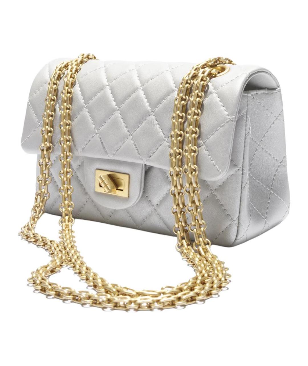 CHANEL Серебряная кожаная сумка через плечо, фото 3