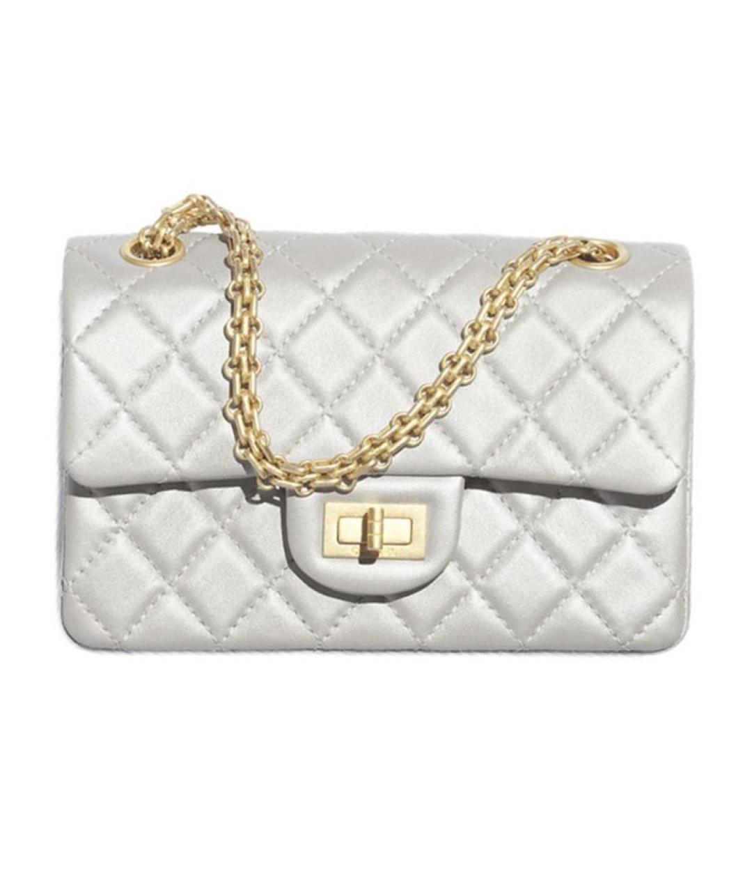 CHANEL Серебряная кожаная сумка через плечо, фото 1