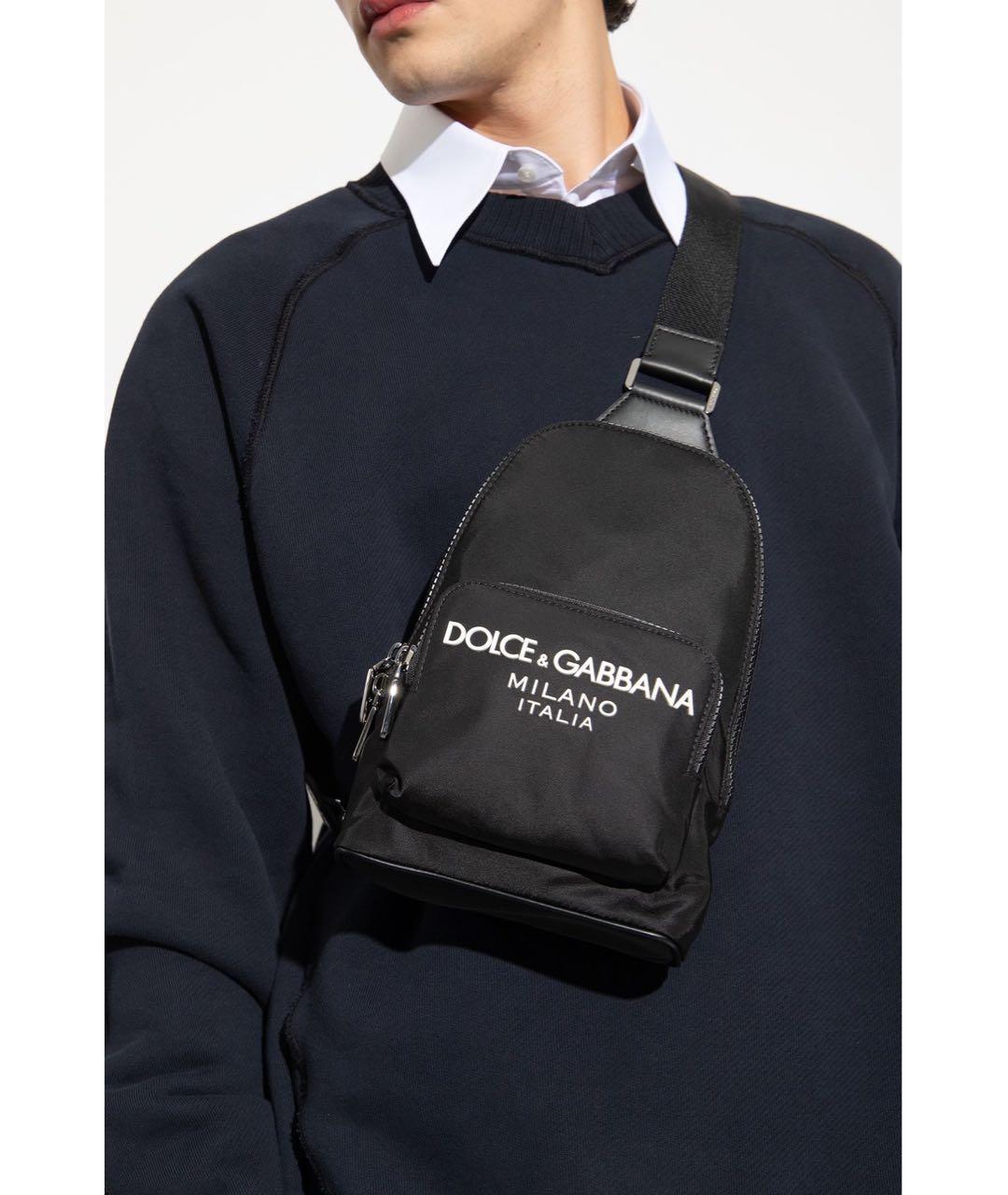 DOLCE&GABBANA Черная тканевая сумка на плечо, фото 3