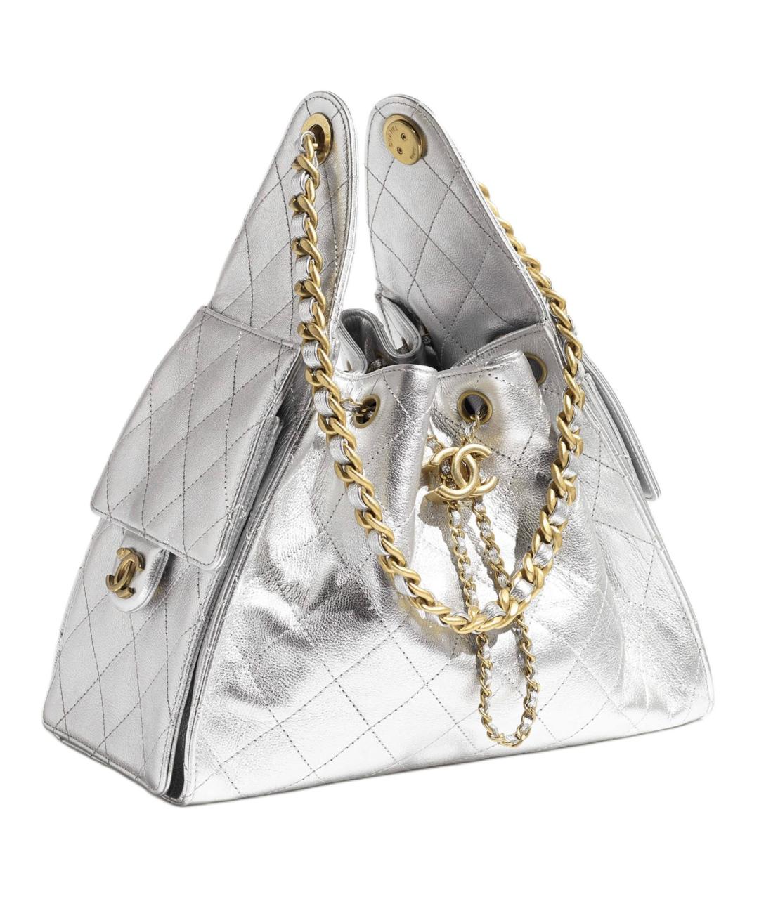 CHANEL Серебряная сумка через плечо, фото 2