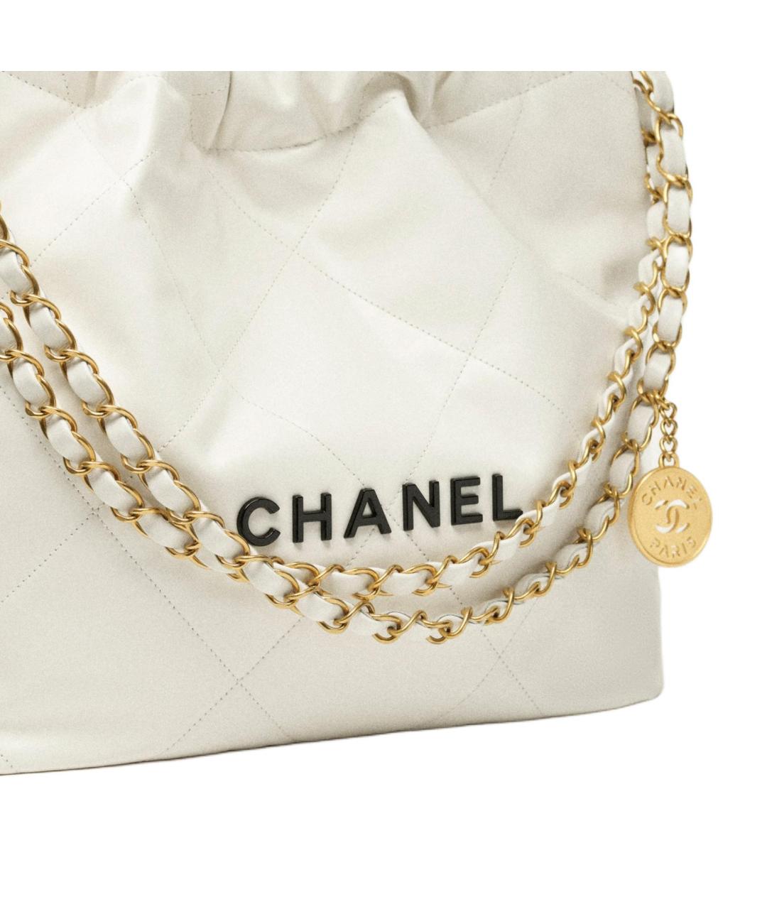CHANEL Белая кожаная сумка через плечо, фото 5