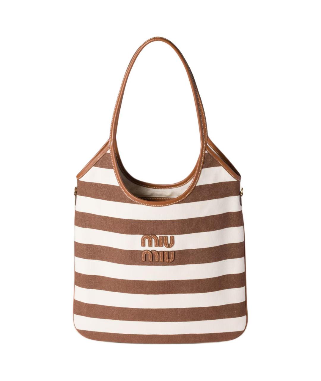MIU MIU Бежевая тканевая сумка через плечо, фото 1