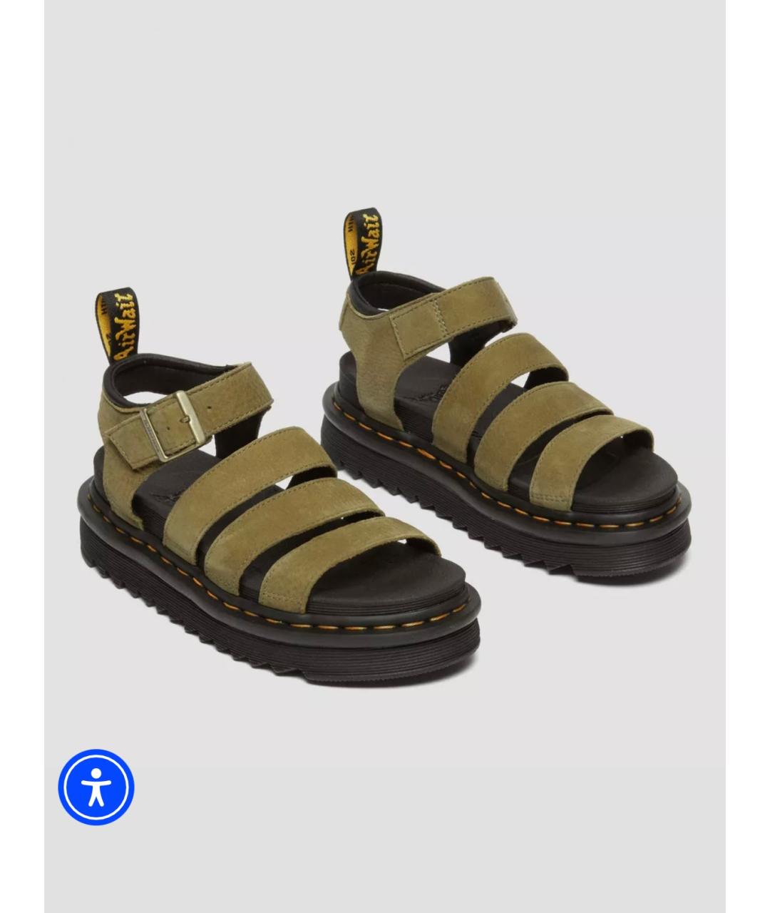 DR. MARTENS Зеленые нубуковые сандалии, фото 4