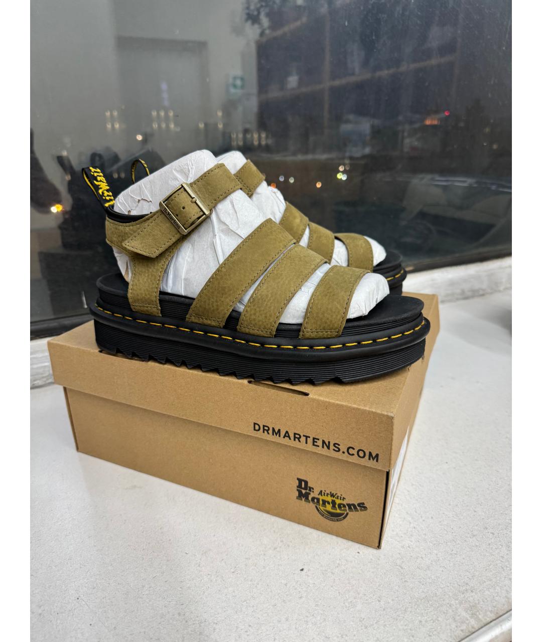 DR. MARTENS Зеленые нубуковые сандалии, фото 3