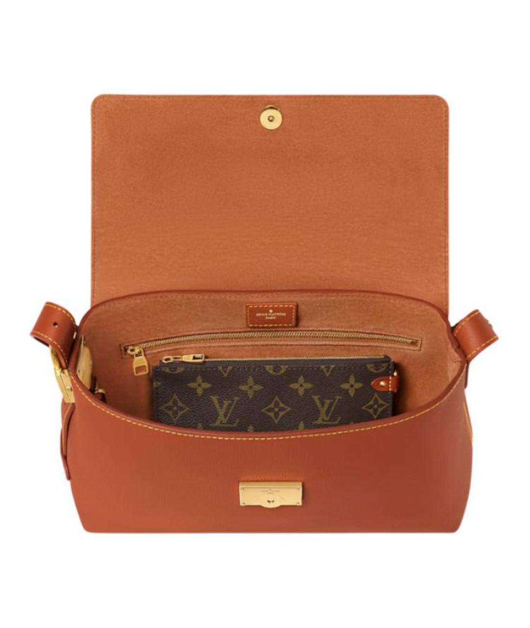 LOUIS VUITTON Коричневая кожаная сумка на плечо, фото 4