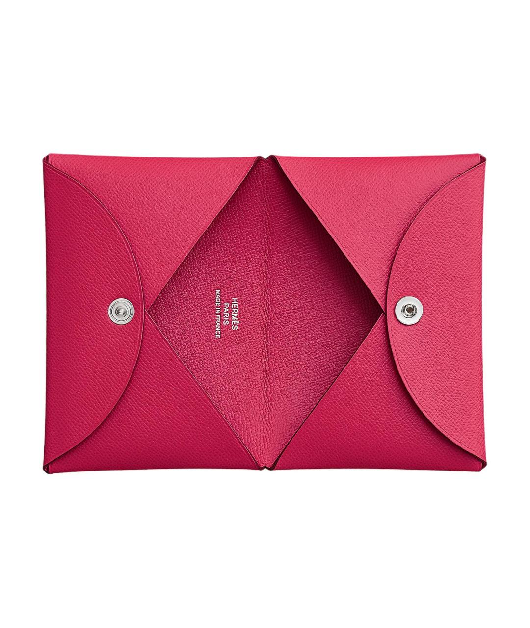 HERMES Розовый кожаный кардхолдер, фото 2