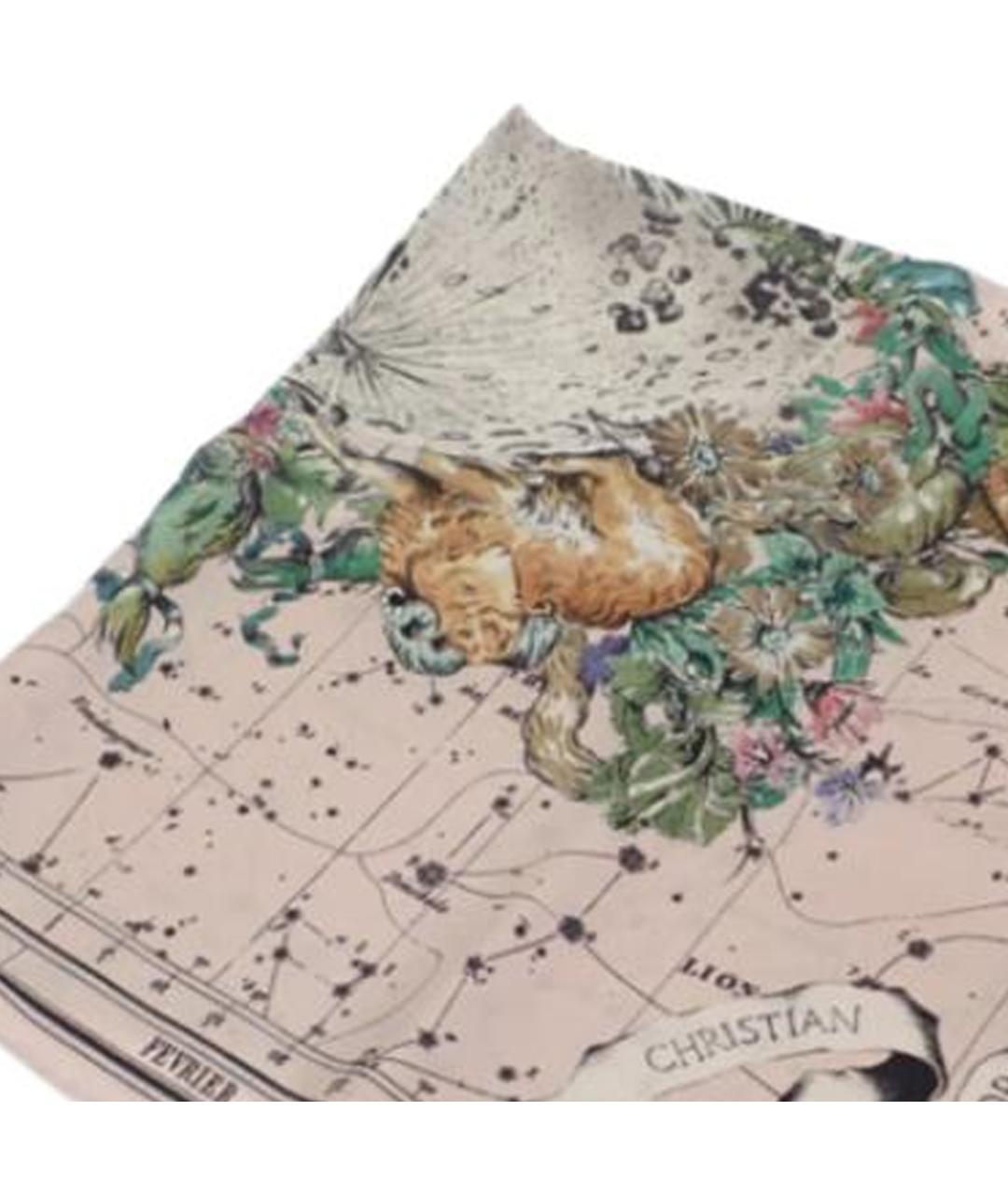 CHRISTIAN DIOR Бежевый шелковый шарф, фото 2