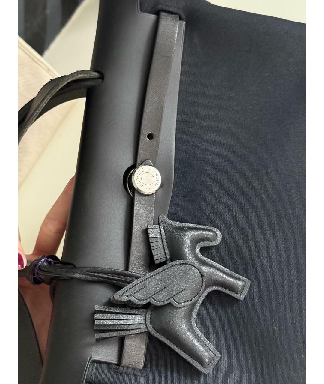 HERMES Черная кожаная сумка через плечо, фото 6