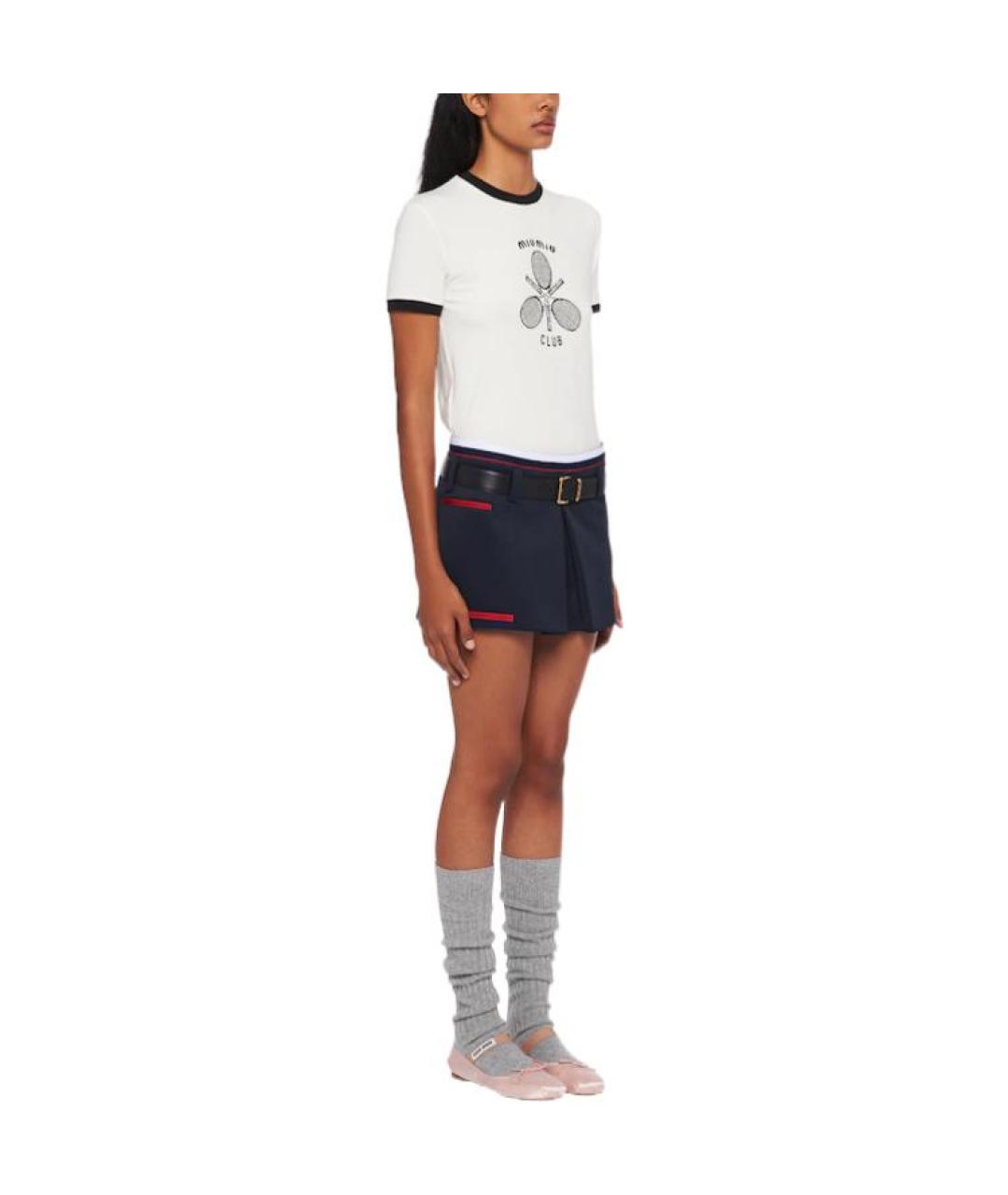 MIU MIU Белая хлопковая футболка, фото 4