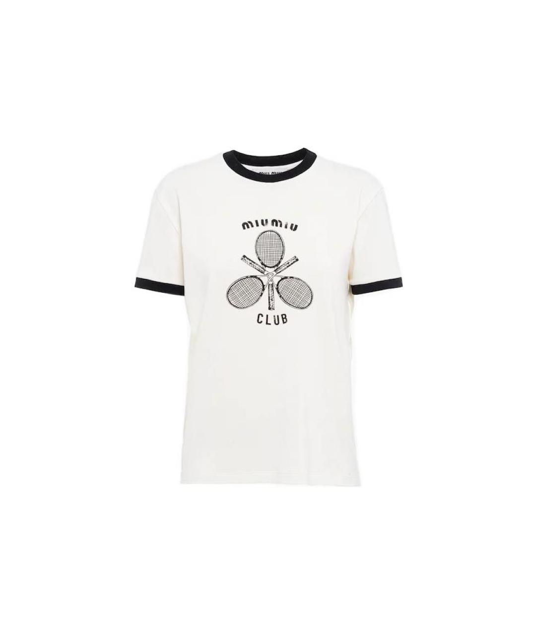 MIU MIU Белая хлопковая футболка, фото 1