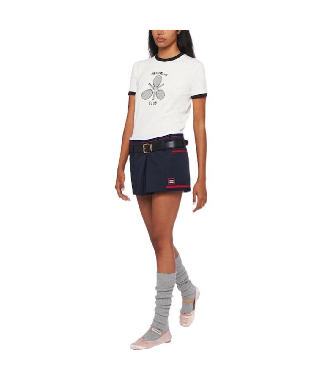 MIU MIU Белая хлопковая футболка, фото 2