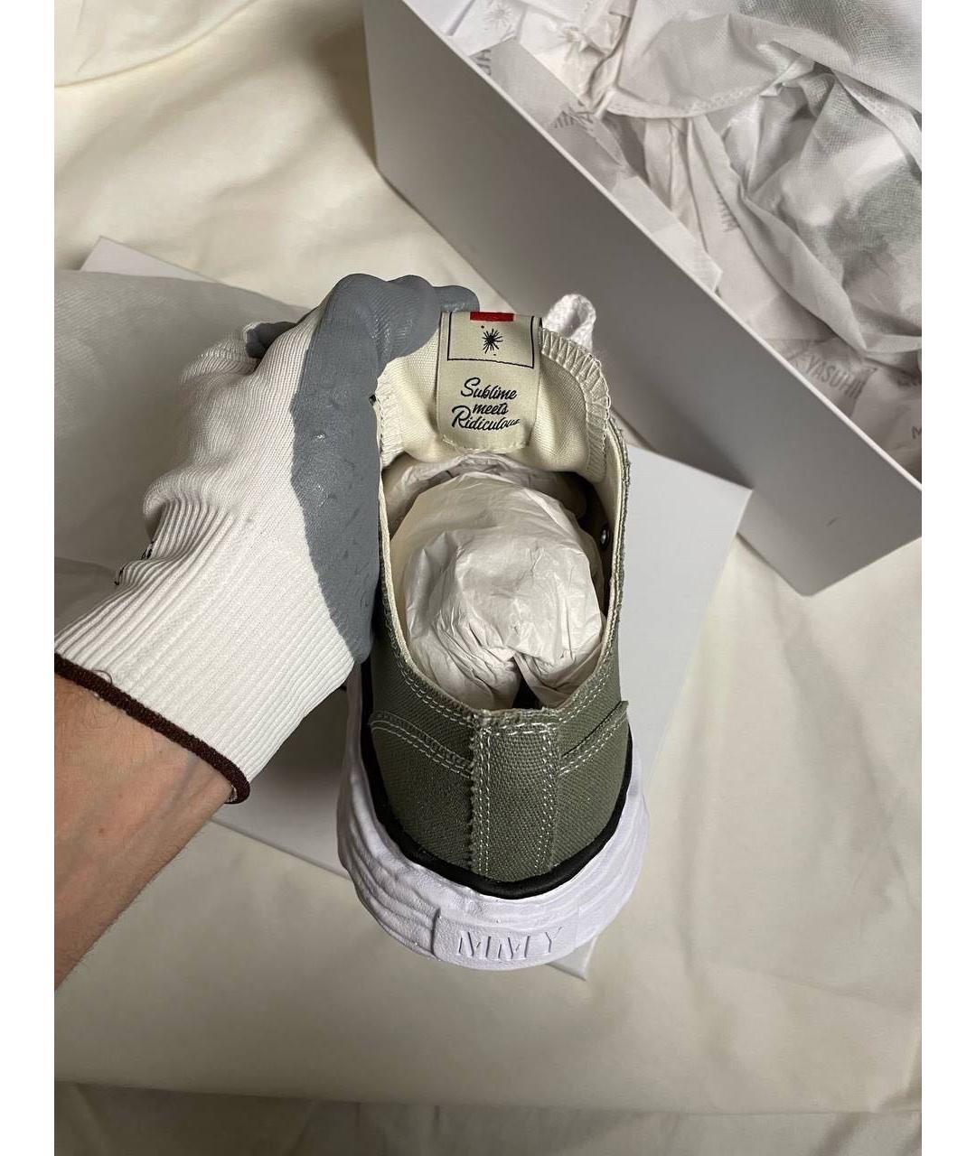 MAISON MIHARA YASUHIRO Хаки текстильные низкие кроссовки / кеды, фото 8