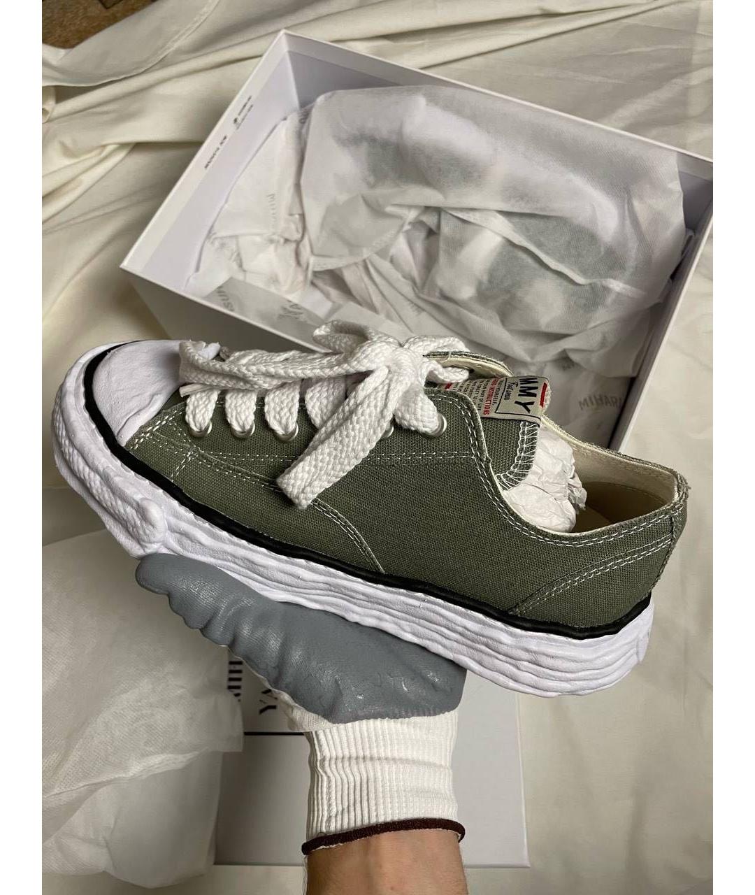 MAISON MIHARA YASUHIRO Хаки текстильные низкие кроссовки / кеды, фото 9