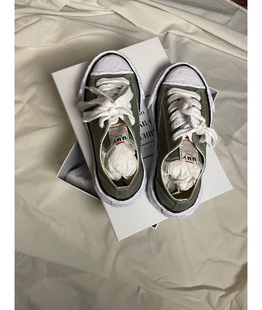 MAISON MIHARA YASUHIRO Хаки текстильные низкие кроссовки / кеды, фото 2
