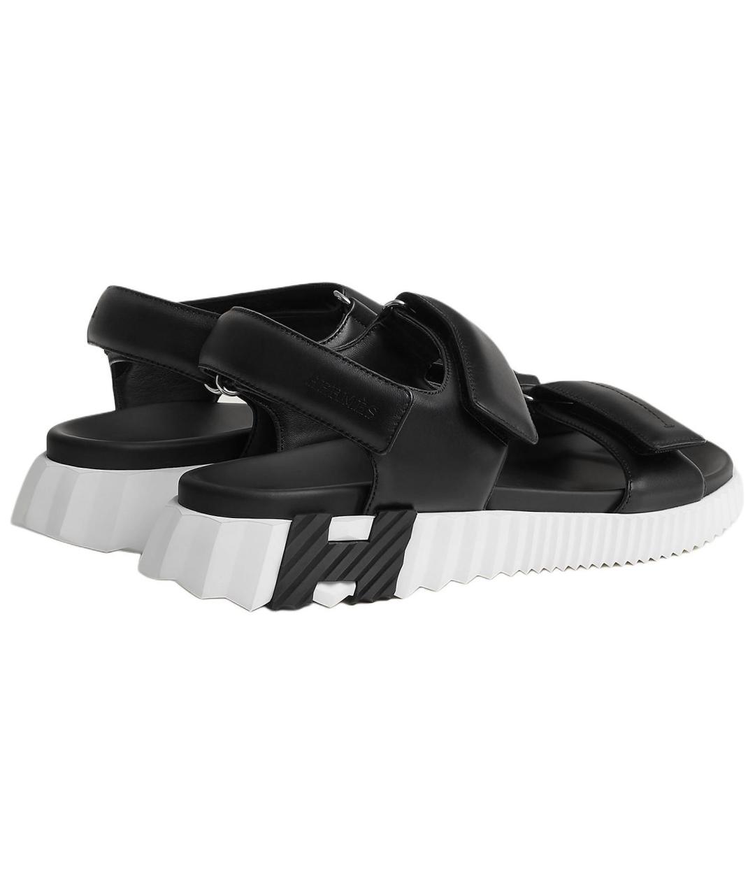 HERMES Черные кожаные сандалии, фото 4