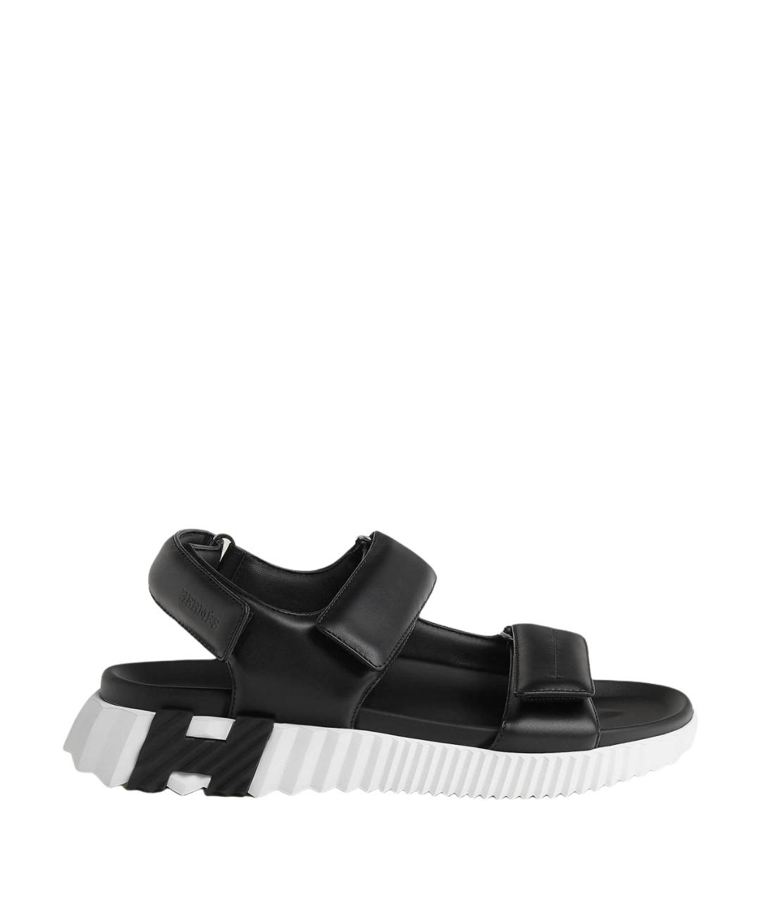 HERMES Черные кожаные сандалии, фото 1