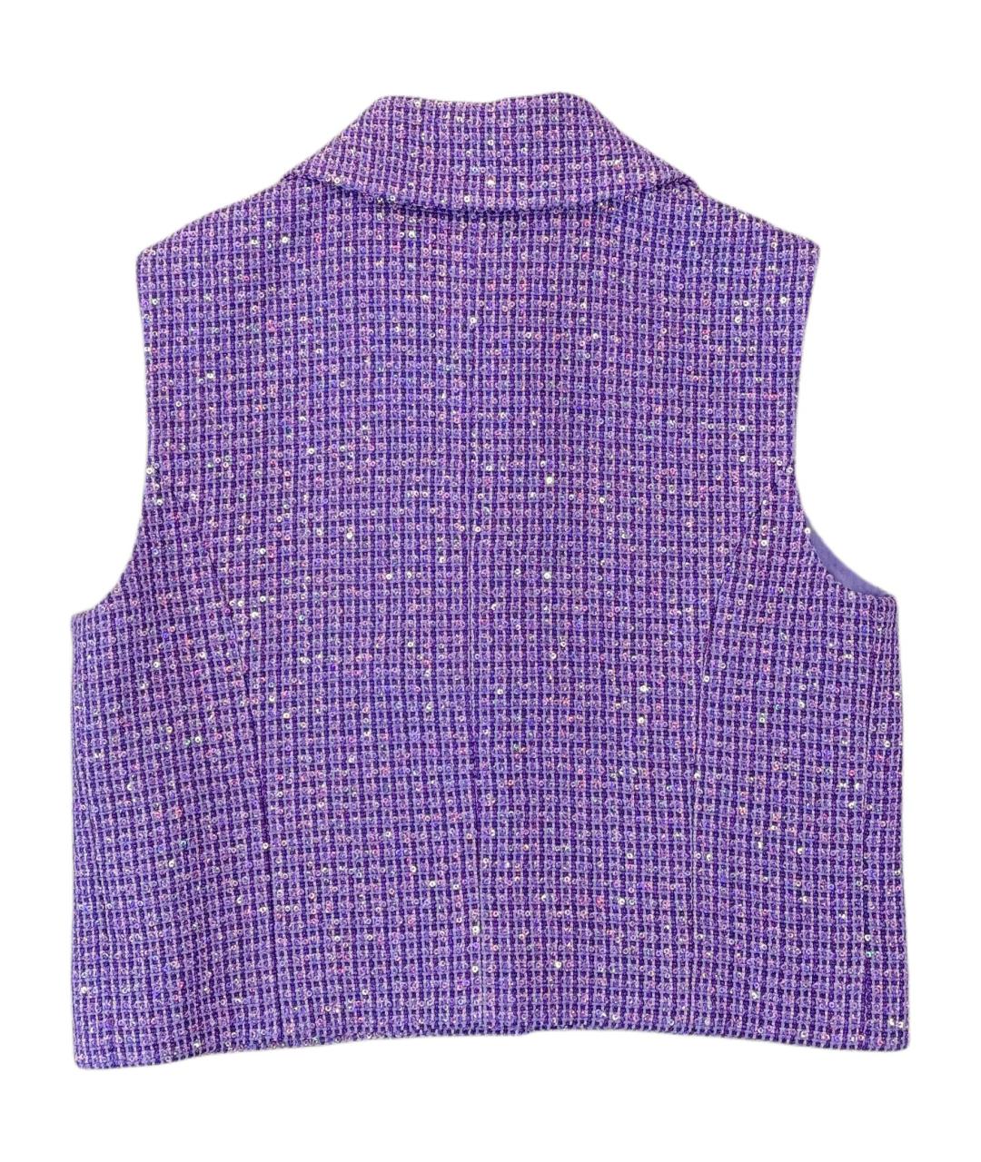 CHANEL Фиолетовая твидовая жилетка, фото 2